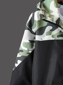 Boys Camo Print Zip Up Hooded Jacket Without Tee - Multicolor - View 4