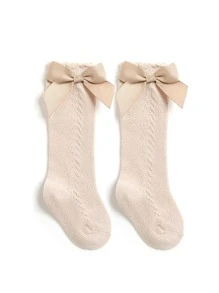 1 đôi Vớ trang trí nơ cho bé - Màu Khaki - Xem 2