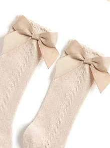 1 đôi Vớ trang trí nơ cho bé - Màu Khaki - Xem 3