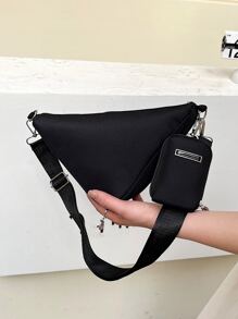 Túi Crossbody Nữ màu trơn Có thể điều chỉnh được Đúng mốt - màu đen - Xem 5