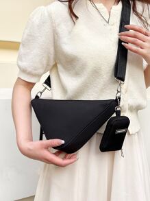 Túi Crossbody Nữ màu trơn Có thể điều chỉnh được Đúng mốt - màu đen - Xem 7