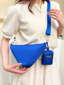 三角形設計異形包帶零錢包 - 藍色 - 查看 4