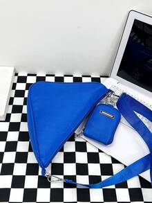 三角形設計異形包帶零錢包 - 藍色 - 查看 5