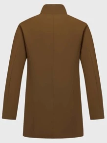 Manfinity Homme Men Lapel Neck Single Breasted Trench Coat - Coffee Brown - View 2