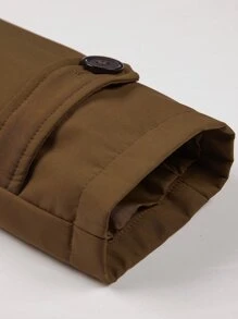 Manfinity Homme Men Lapel Neck Single Breasted Trench Coat - Coffee Brown - View 3