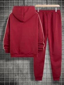 Manfinity 男士日文字元圖案雙色抽繩連帽衫和運動褲 - 彩色 - 查看 2