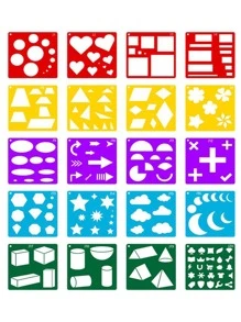 1set Of Geometric Shape Drawing Template (20pcs) - White - View 2