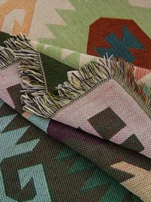 Geometric Pattern Raw Trim Sofa Towel - Multicolor - View 4