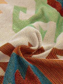 Geometric Pattern Raw Trim Sofa Towel - Multicolor - View 7