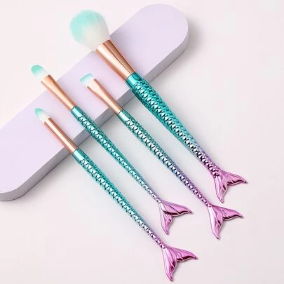 4支鱼尾柄化妆刷套装，优质合成毛眼影晕染刷套装，面部及眼部化妆工具，化妆刷套装，化妆刷套装，化妆刷组合，全套化妆刷，化妆刷套装，全套化妆工具，化妆刷套装，化妆刷套装，化妆礼盒套装