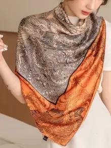 Floral Print Bandana - Orange - View 1