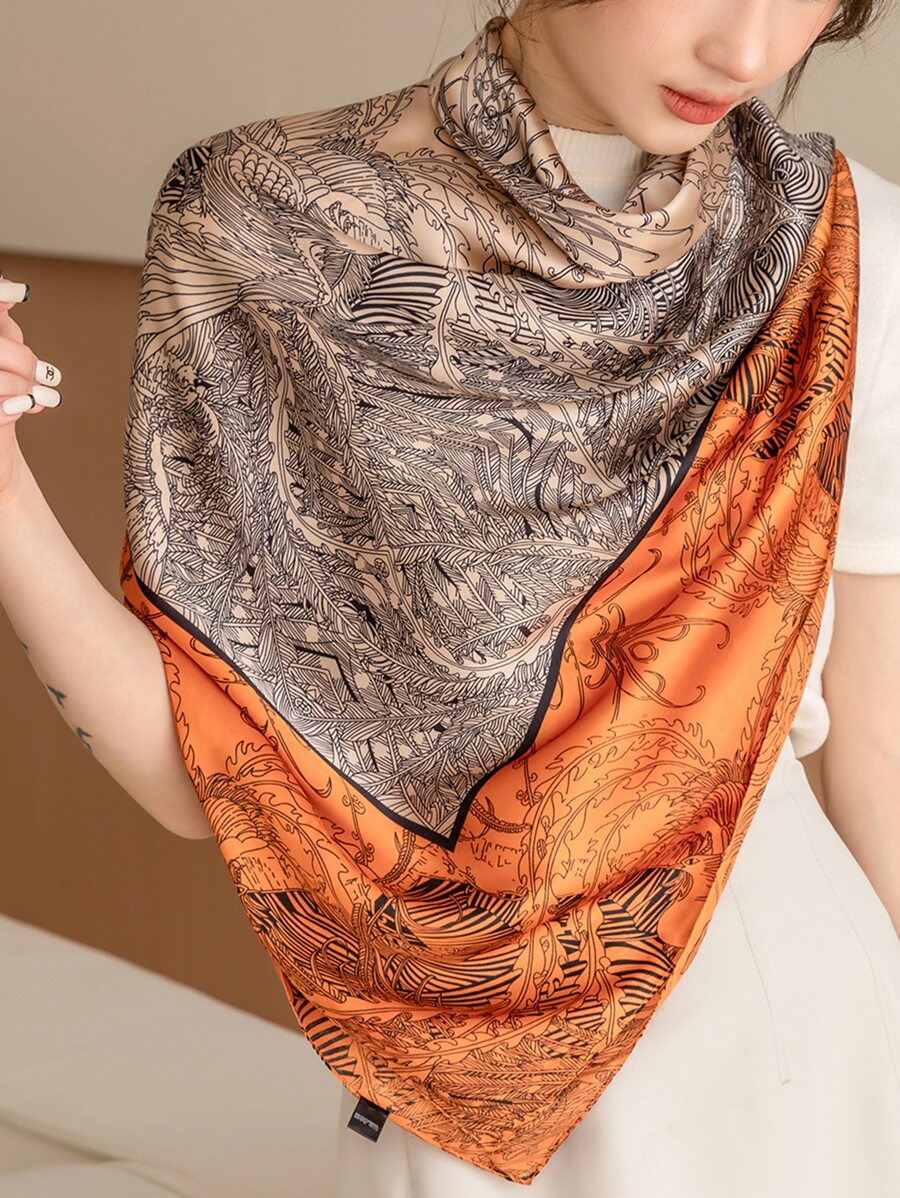 Floral Print Bandana - Orange - View 1