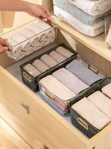 1 pieza Caja de almacenamiento de ropa interior de PET, estante de almacenamiento aleatorio simple y transparente, decoraciones de otoño, decoración de festivales, decoración de la habitación, decoración del hogar, decoración de otoño, decoración del dormitorio - transparente - Ver 3