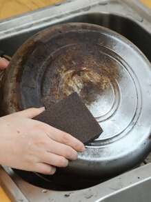 6pcs Abrasive Sponge Scrubber For Cleaning Pots And Pans - Coffee Brown - View 2