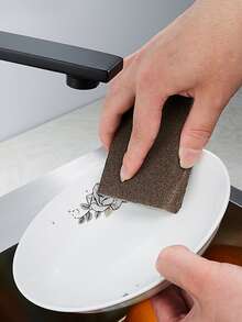 6pcs Abrasive Sponge Scrubber For Cleaning Pots And Pans - Coffee Brown - View 4