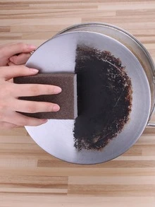 6pcs Abrasive Sponge Scrubber For Cleaning Pots And Pans - Coffee Brown - View 5
