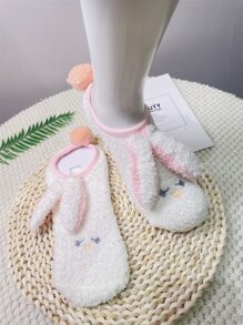 Cartoon Ear & Pom Pom Decor Invisible Socks - Multicolor - View 3