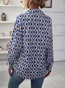 SHEIN LUNE Allover Print Drop Shoulder Shirt - Multicolor - View 2