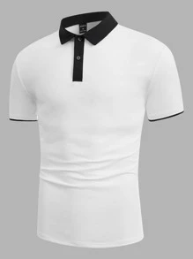 Manfinity Men Contrast Trim Polo Shirt
