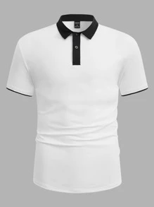 Manfinity Men Contrast Trim Polo Shirt