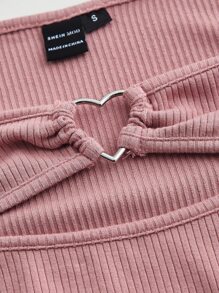 SHEIN MOD Vestido ajustado vinculado con aro con abertura delantera fruncido - Rosa vieja - Ver 3