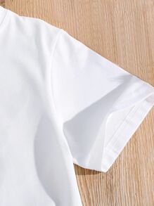 SHEIN 女孩蝴蝶圖案T恤 - 白色 - 查看 3