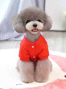 1pc Pet Chinese New Year Couplet Sweatshirt, Suitable For Pets To Wear In Autumn/Winter Holiday - Multicolor - View 3