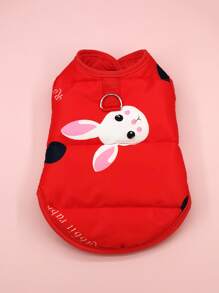 Chaleco de mascota ropa con con diseño de dibujos animados , rojo color - Multicolor - Ver 2