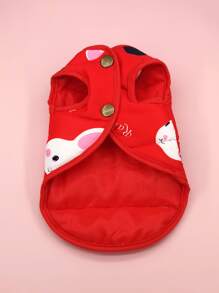 Chaleco de mascota ropa con con diseño de dibujos animados , rojo color - Multicolor - Ver 5