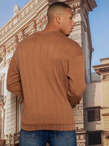 Manfinity RelaxMax Hombres Sudadera unicolor de hombros caídos - Marrón - Ver 2