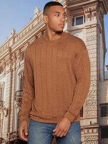 Manfinity RelaxMax Hombres Sudadera unicolor de hombros caídos - Marrón - Ver 4