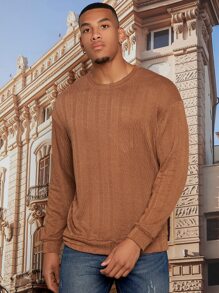 Manfinity RelaxMax Hombres Sudadera unicolor de hombros caídos - Marrón - Ver 5