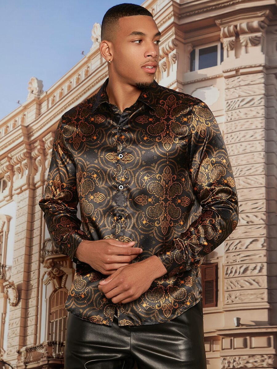 Manfinity AFTRDRK Men Paisley Print Shirt - Black - View 1