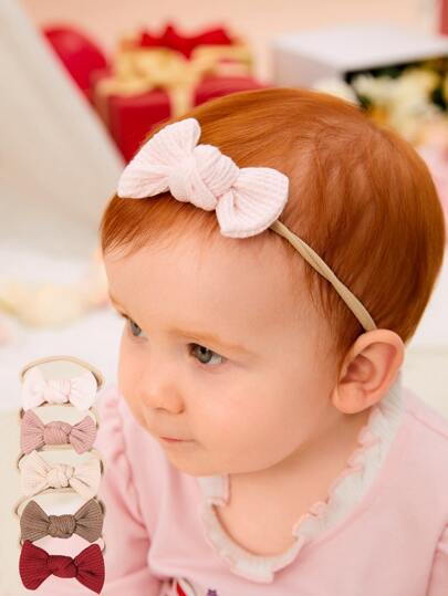 5入組嬰兒蝴蝶結裝飾髮帶