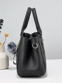 Túi vuông dập nổi vải có móc túi Pompom, Quà tặng ngày của mẹ, Quà tặng mẹ, Đồ dùng thiết yếu của mẹ, Túi đi chơi cho mẹ - màu đen - Xem 6