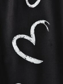 Toddler Girls Heart Print Joggers - Black - View 6