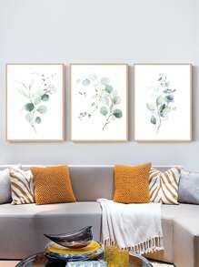 3 piezas Láminas decorativas sin marco con patrón de planta - Multicolor - Ver 2