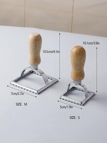 1pc Wooden Handle Dumpling Mold, Minimalist Zinc Alloy Square Shaped Dumpling Mould For Home Kitchen, Restaurant - Silver - View 2