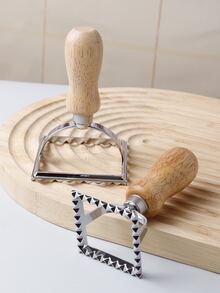 1pc Wooden Handle Dumpling Mold, Minimalist Zinc Alloy Square Shaped Dumpling Mould For Home Kitchen, Restaurant - Silver - View 4