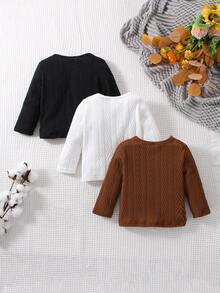 Bebé 3 piezas Camiseta unicolor de cuello redondo - Multicolor - Ver 2