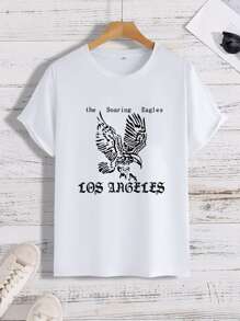 Manfinity Men Eagle & Letter Graphic Tee - White - View 1