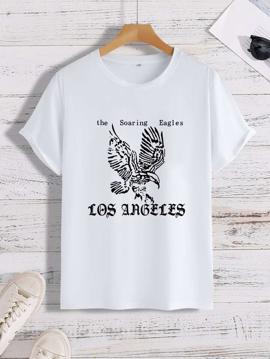 Manfinity Men Eagle & Letter Graphic Tee - White - View 1