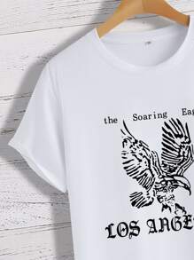 Manfinity Men Eagle & Letter Graphic Tee - White - View 4