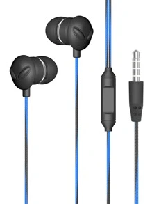 1pc Two Tone Wired In-ear Headphone - Black - View 2