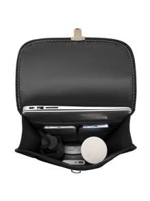 Push Lock Flap Backpack - Black - View 6