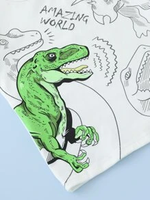 小男童字母和恐龍印花背心上衣和短褲