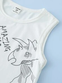 小男童字母和恐龍印花背心上衣和短褲