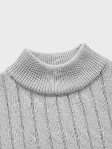 GENTILAND Men Turtleneck Ribbed Knit Jumper - Light Grey - View 3