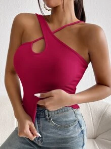 SHEIN Privé Top con cruce delantero - Rosa Fucsia - Ver 5