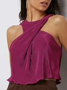 SHEIN BAE Crisscross Rib-knit Tank Top - Purple - View 4